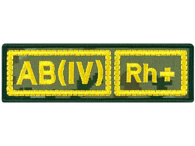 Полоска группа крови ПС AB(IV) Rh+ на цифре тактика.